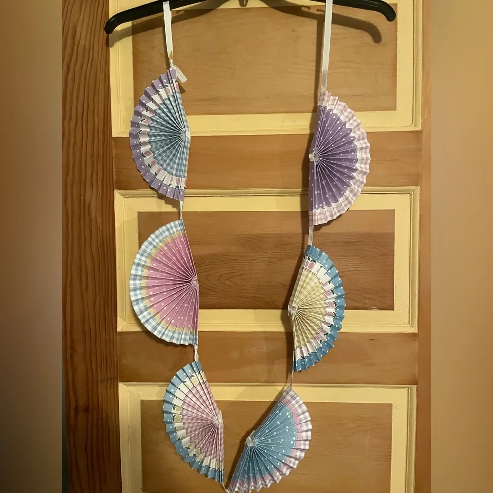 Colorful Fan Garland Party Decoration, Easter, Baby Shower, Spring Decor, 6 feet